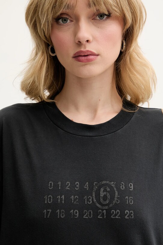 MM6 Maison Margiela t-shirt bawełniany czarny S62GD0202.M20115.900