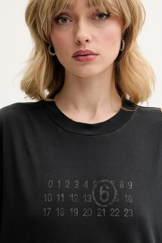 Pamučna majica MM6 Maison Margiela crna S62GD0202.M20115.900