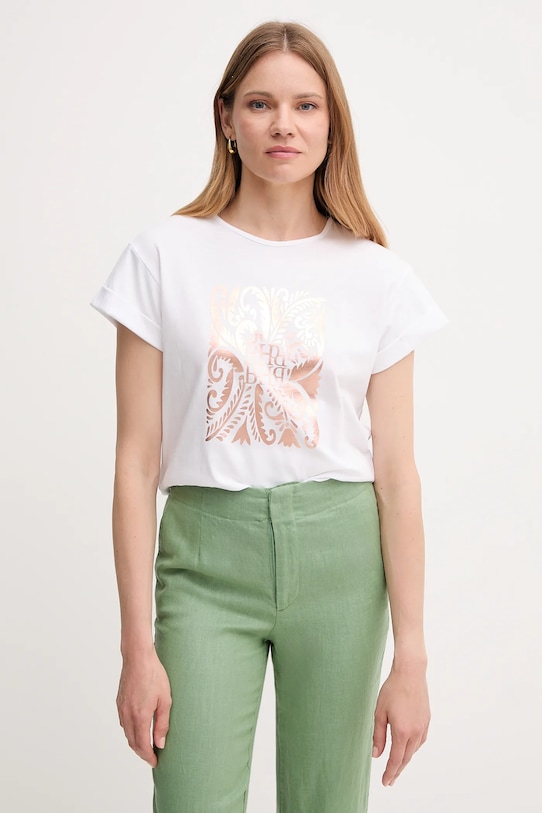Pedro del Hierro t-shirt bawełniany nadruk biały 4539638