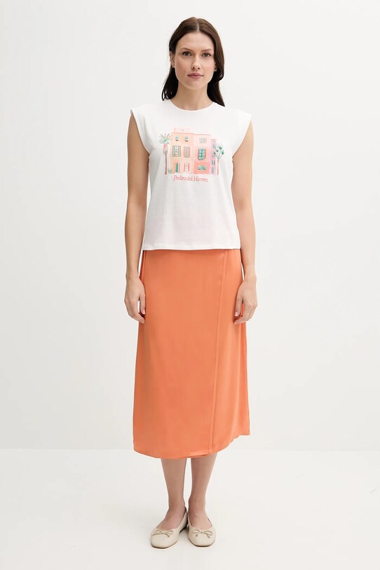 Pedro del Hierro t-shirt bawełniany 4539636 biały SS25