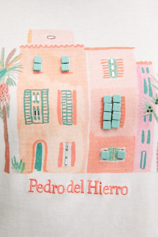 Pedro del Hierro t-shirt bawełniany 4539636 biały