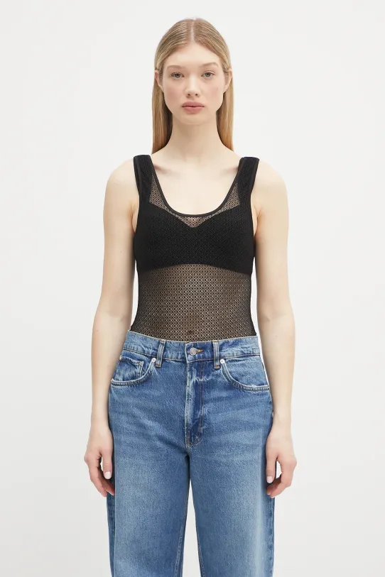 Anine Bing body Alysha Bodysuit uni negru A.10.10685