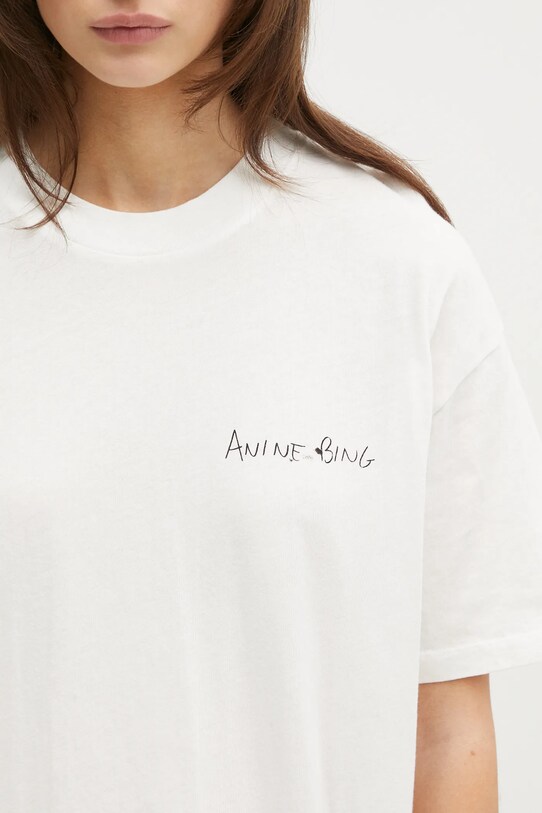 Anine Bing t-shirt in cotone Walker Tee Lyrics bianco A.08.10771
