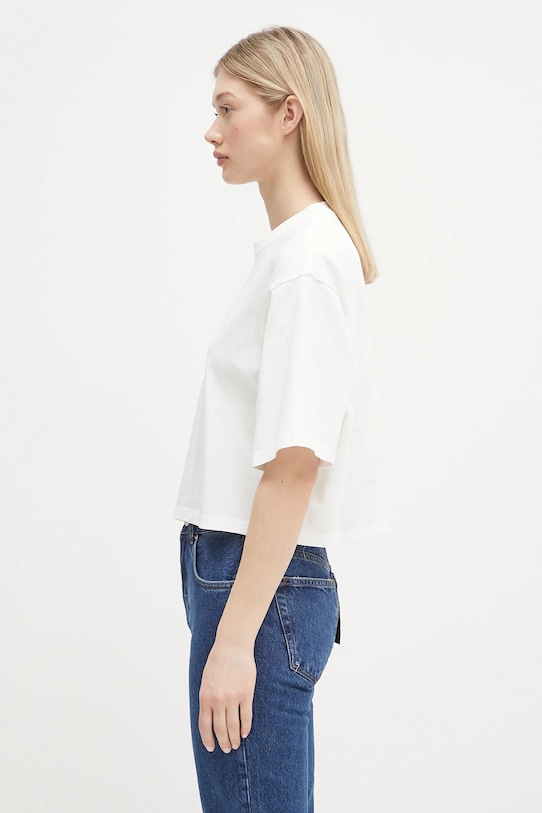 Anine Bing cotton t-shirt Myers Cropped Tee Framed Monogram A.08.10920 white SS25