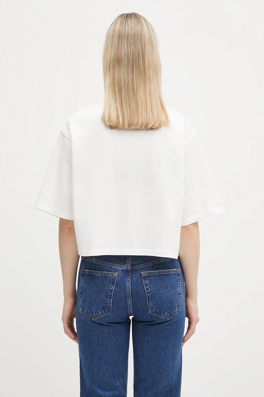 Oblečenie Bavlnené tričko Anine Bing Myers Cropped Tee Framed Monogram A.08.10920 biela