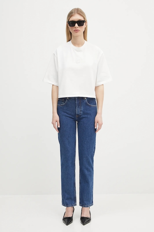 Anine Bing cotton t-shirt Myers Cropped Tee Framed Monogram A.08.10920 white