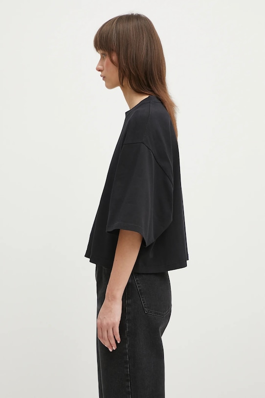 Anine Bing cotton t-shirt Myers Cropped Tee Framed Monogram A.08.10920 black SS25