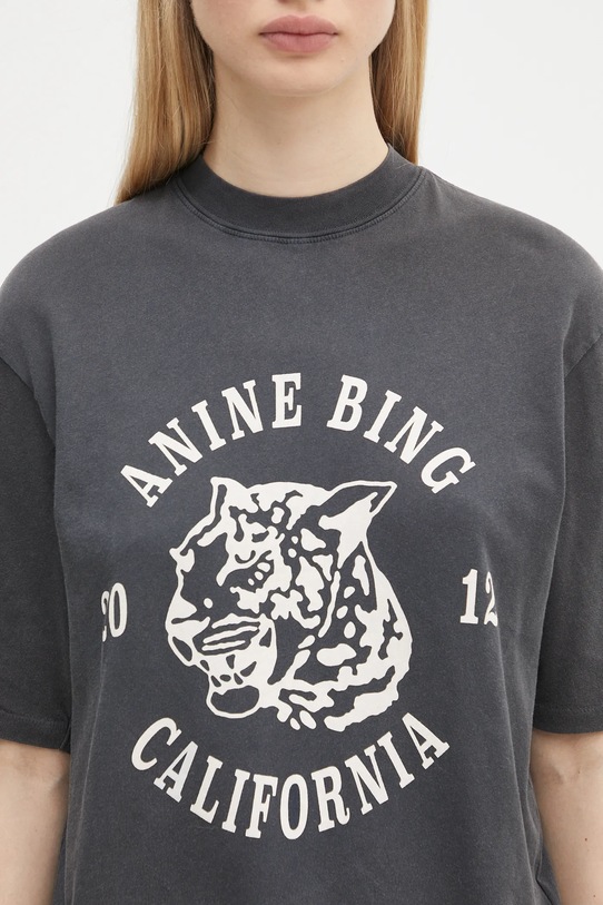 Anine Bing t-shirt in cotone Avi Tee Collegiate Leopard nero A.08.10922