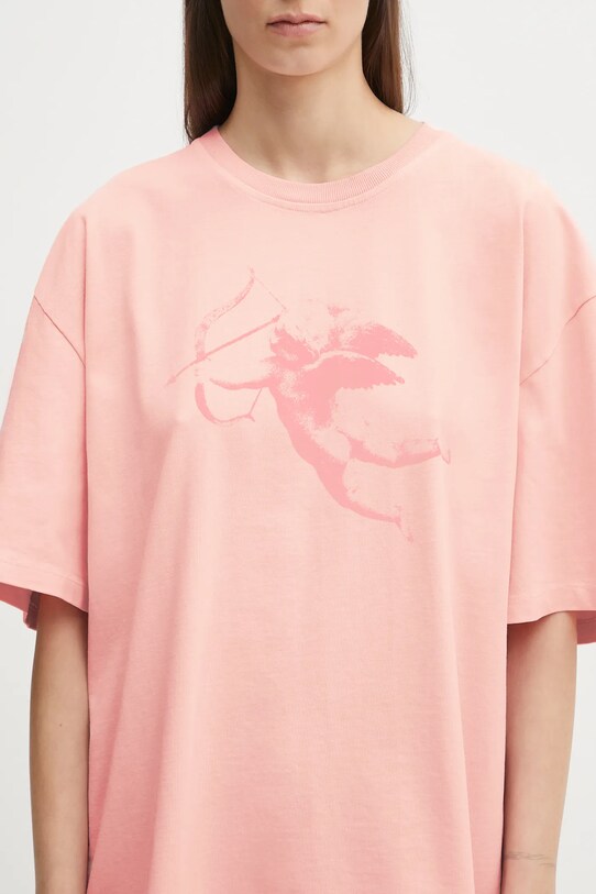 Βαμβακερό μπλουζάκι Fiorucci Print Boxy Fit ροζ U02SPTSH103CJ01PN02