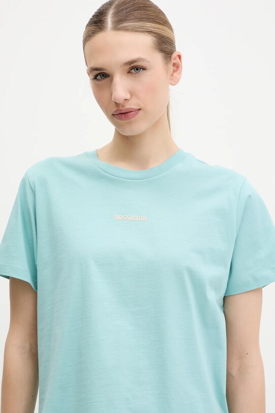 Rossignol t-shirt bawełniany Waterfall turkusowy RLNWY13