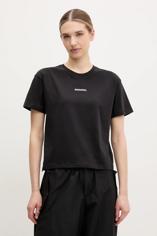 Rossignol t-shirt bawełniany Presset nadruk czarny RLNWY14