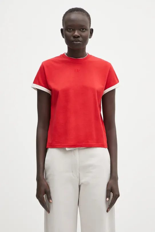 Wales Bonner t-shirt in cotone Horizon regolare rosso WS25JE33.JE01.349