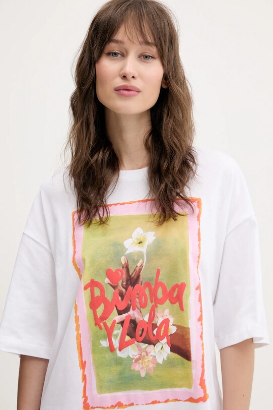 Памучна тениска Bimba Y Lola бял 251BR7402.10050