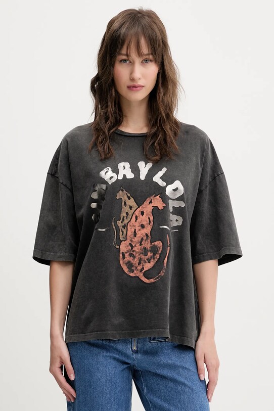 Bimba Y Lola tricou din bumbac print gri 251BR7404.10035