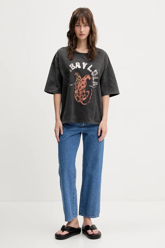 Bimba Y Lola tricou din bumbac 251BR7404.10035 gri SS25