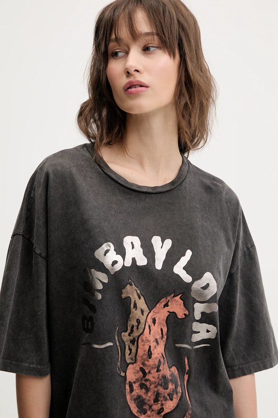 Bimba Y Lola tricou din bumbac gri 251BR7404.10035