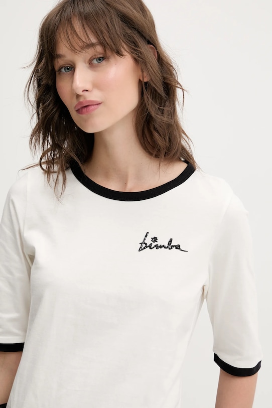 Bavlnené tričko Bimba Y Lola béžová 251BR7408.10070