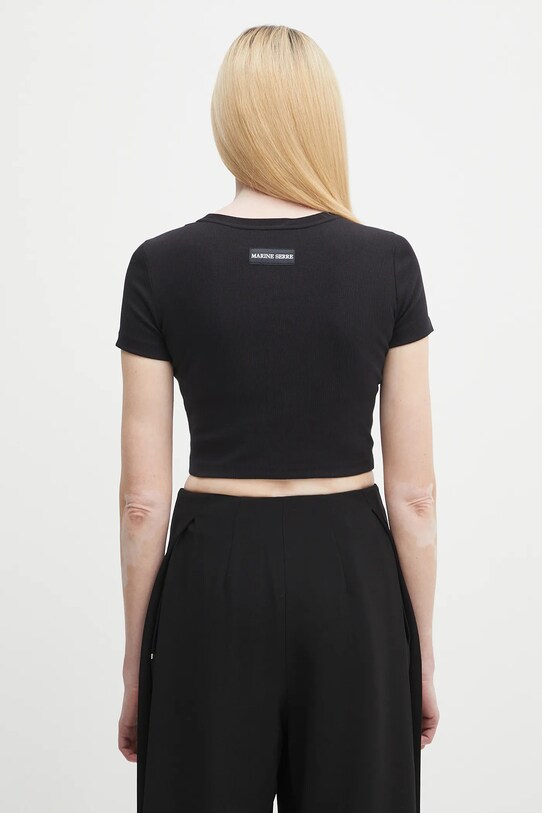 Abbigliamento Marine Serre t-shirt Moon Logo Ribbed Jersey Cut-Out WTT023A.CJER0011 nero