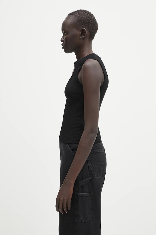 Топ Marine Serre Moon Jewelry Knit Open Neck WTK058A.CKNI0514 черен SS25