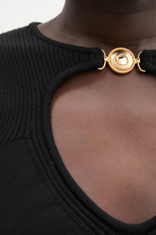 Топ Marine Serre Moon Jewelry Knit Open Neck WTK058A.CKNI0514 черен