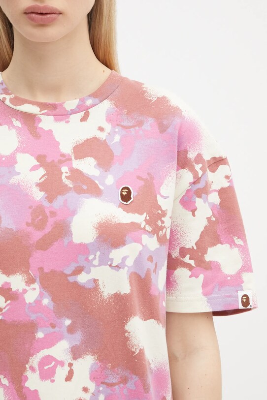 Bavlněné tričko A Bathing Ape Map Camo Oversized růžová 1L30209001