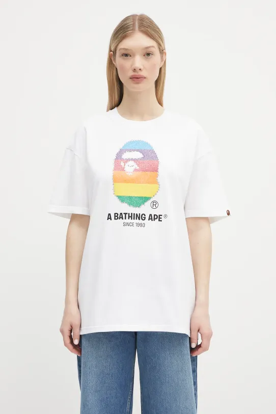 A Bathing Ape cotton t-shirt Crystal Ape Head Oversized applique white 1L30209008