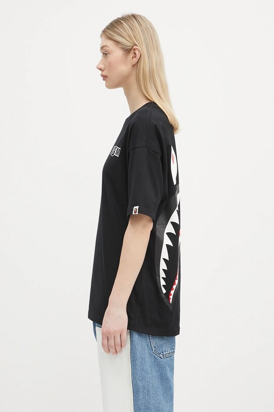 Бавовняна футболка A Bathing Ape Big Shark Oversized 1L30209009 чорний SS25