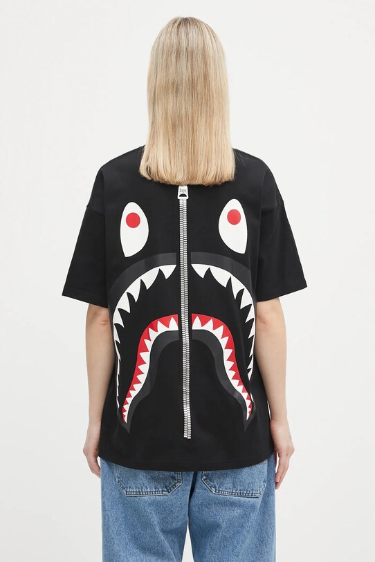 Одяг Бавовняна футболка A Bathing Ape Big Shark Oversized 1L30209009 чорний