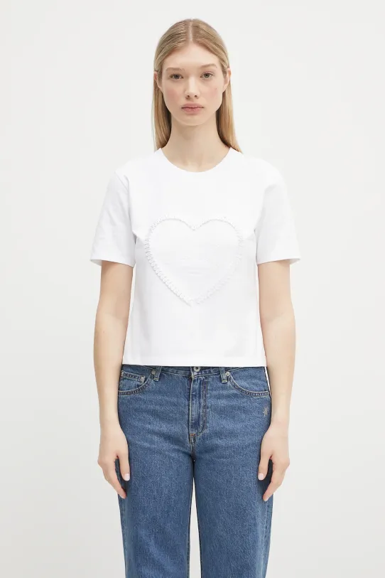 GANNI t-shirt bawełniany Heavy Cotton Heart Small bawełna biały T4150