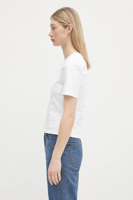 Хлопковая футболка GANNI Heavy Cotton Heart Small T4150 белый SS25