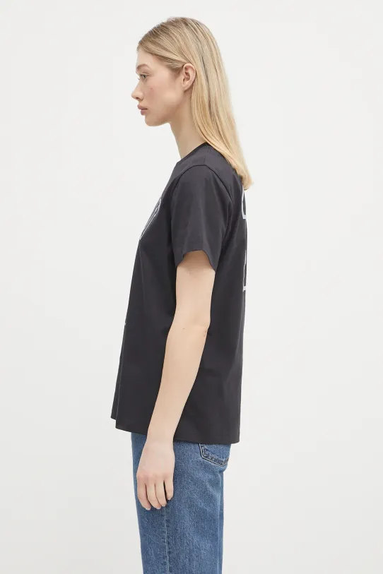 Памучна тениска GANNI Basic Cotton Witch Relaxed T4138 сив SS25
