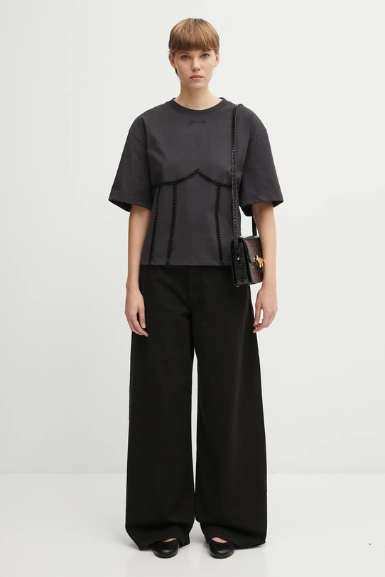 Bavlněné tričko GANNI Heavy Cotton Tie Back Waisted T4179