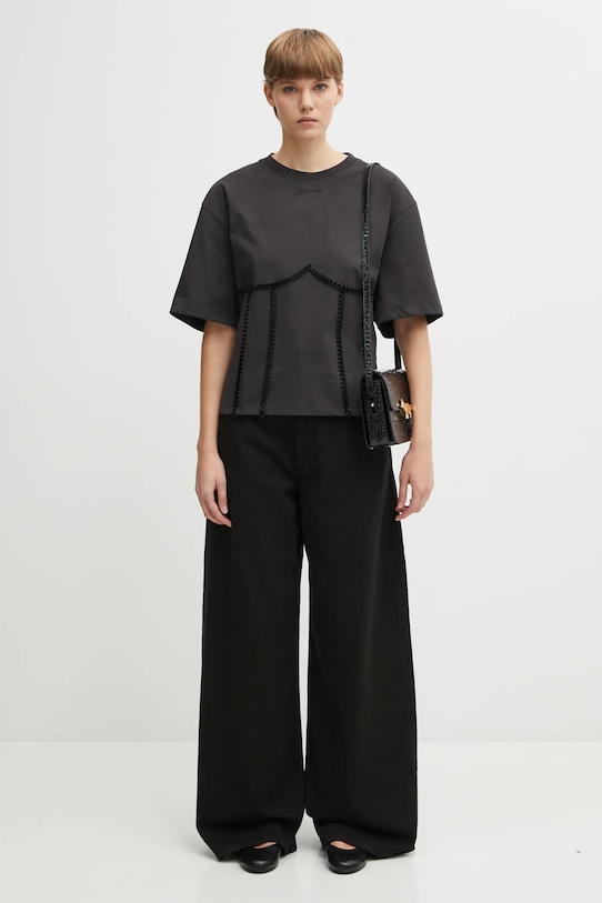 Bavlněné tričko GANNI Heavy Cotton Tie Back Waisted T4179