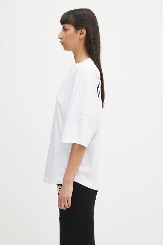 Palm Angels cotton t-shirt Back Curved Logo Loose PWAA023S25JER0040110 white SS25