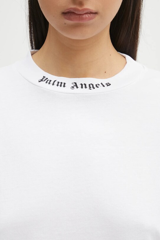 Palm Angels cotton t-shirt Back Curved Logo Loose white PWAA023S25JER0040110