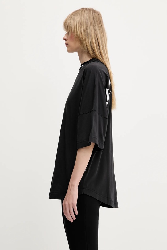 Palm Angels tricou din bumbac Back Curved Logo Loose PWAA023S25JER0041001 negru SS25