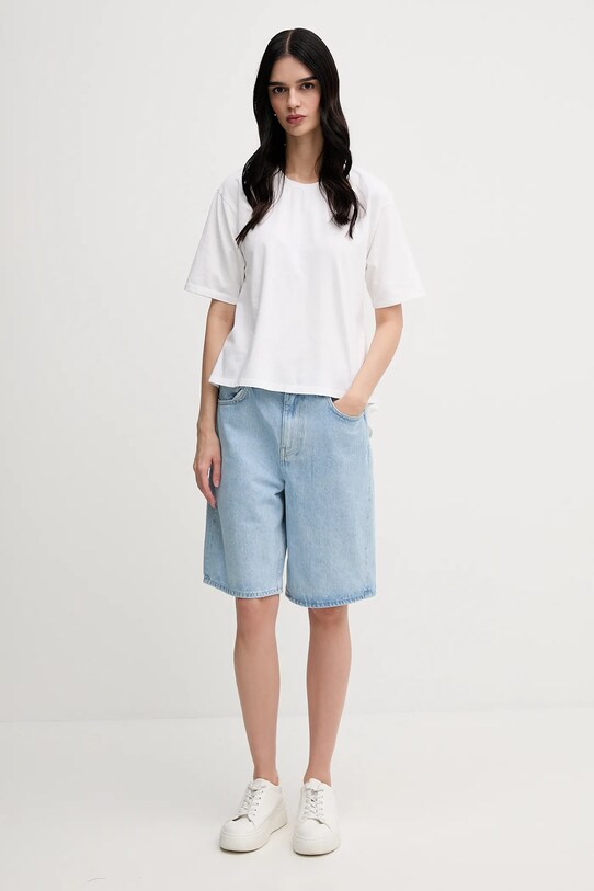 Sisley tricou din bumbac 3F1QL107K bej SS25
