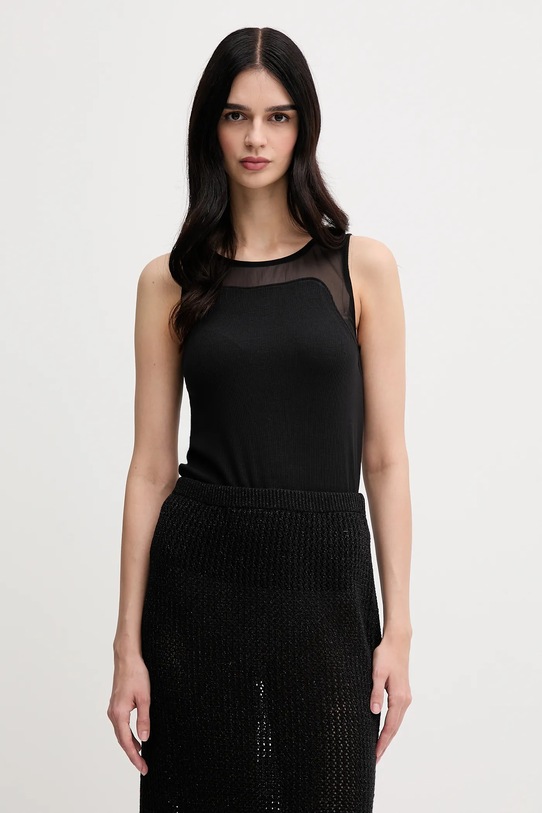 Sisley top z elastanem czarny 3Y61LH00Z