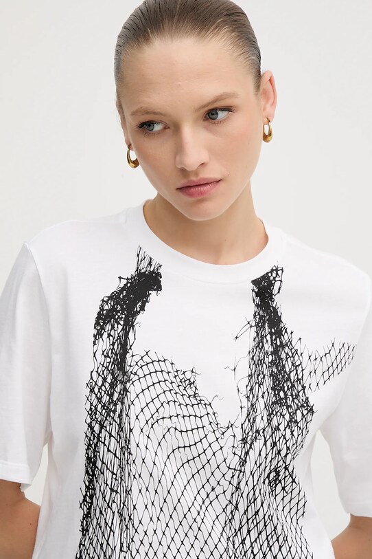 Sisley t-shirt bawełniany biały 3I1XL107G