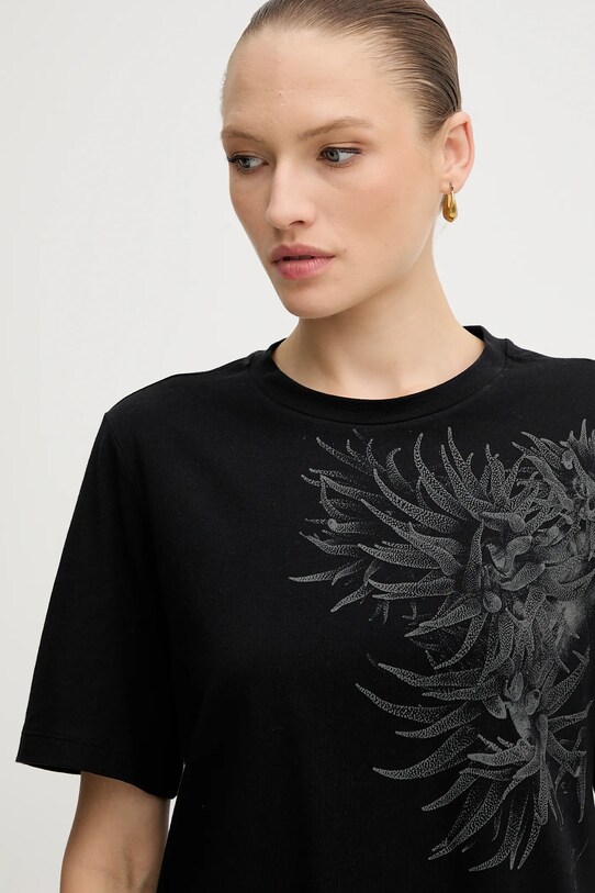 Sisley t-shirt bawełniany czarny 3I1XL107G