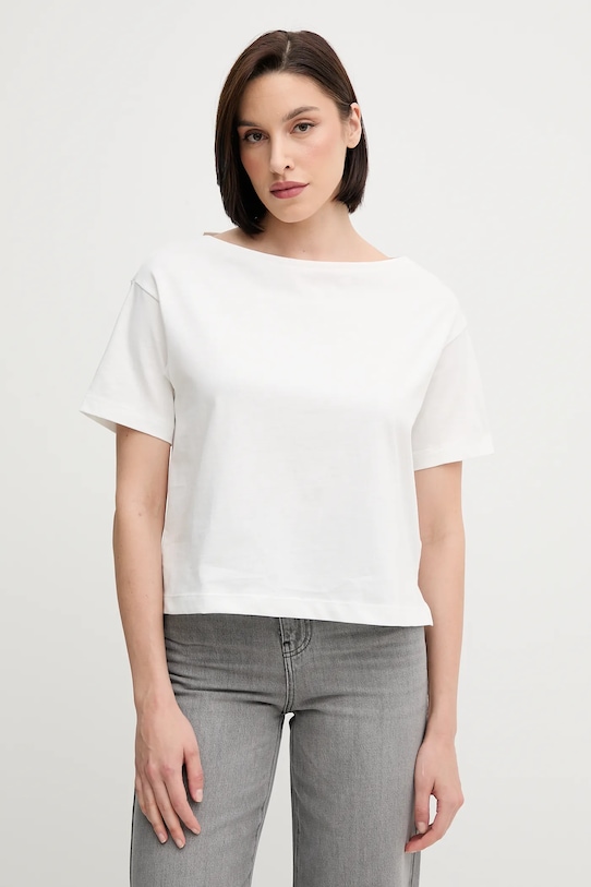 Sisley tricou din bumbac uni alb 36W9L400N