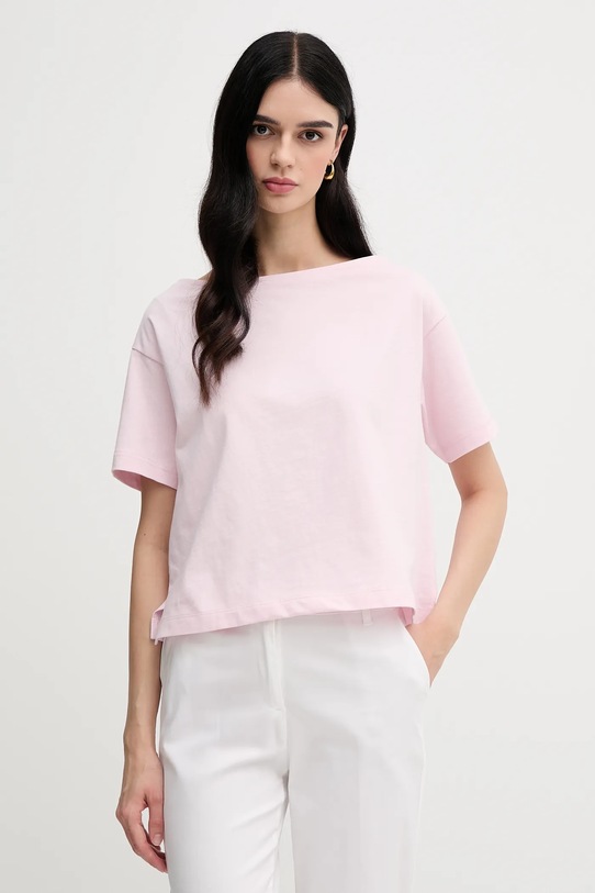 Sisley tricou din bumbac uni roz 36W9L400N