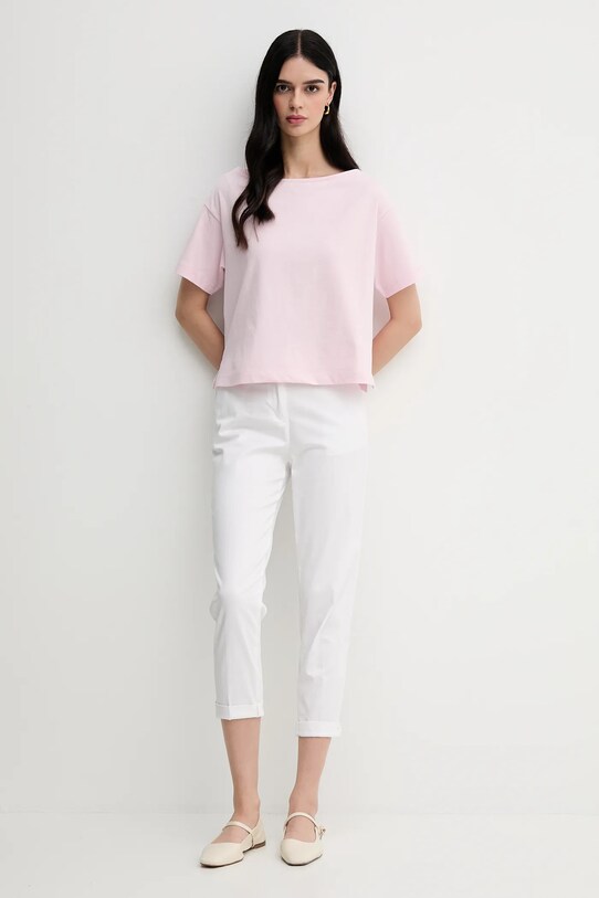Sisley t-shirt bawełniany 36W9L400N różowy SS25