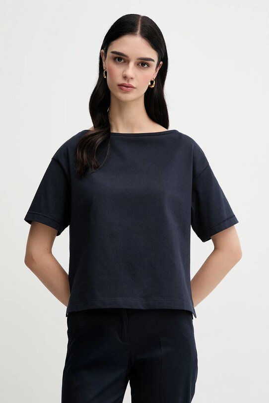 Sisley t-shirt bawełniany bawełna granatowy 36W9L400N