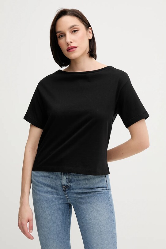 Sisley t-shirt bawełniany bawełna czarny 36W9L400N