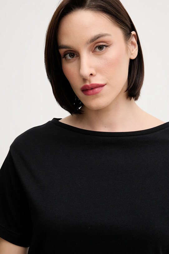 Sisley t-shirt bawełniany czarny 36W9L400N
