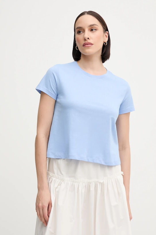 Sisley tricou din bumbac uni albastru 3I1XL107A