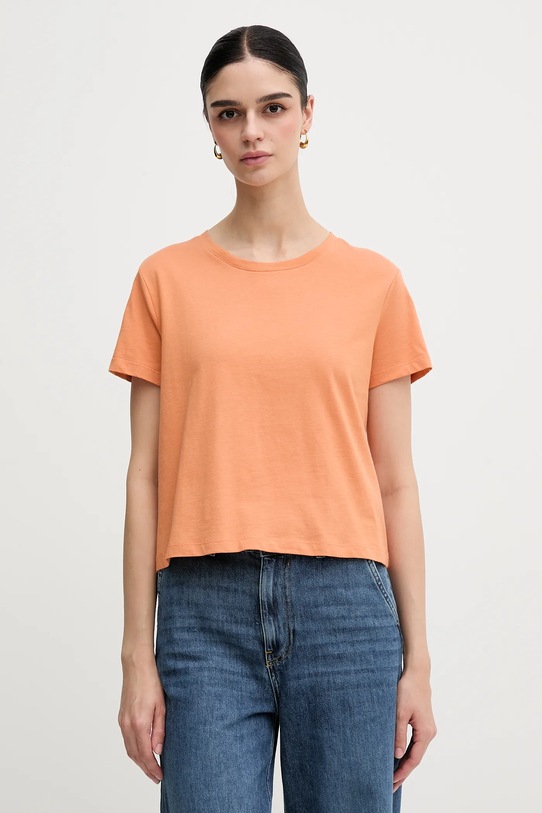 Sisley tricou din bumbac uni portocaliu 3I1XL107A