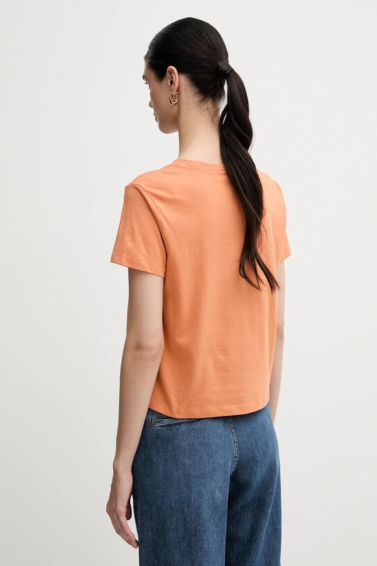 Sisley t-shirt bawełniany 3I1XL107A pomarańczowy SS25