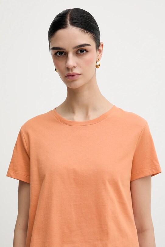 Odzież Sisley t-shirt bawełniany 3I1XL107A pomarańczowy